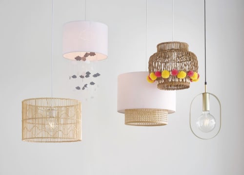 pink rattan light shade