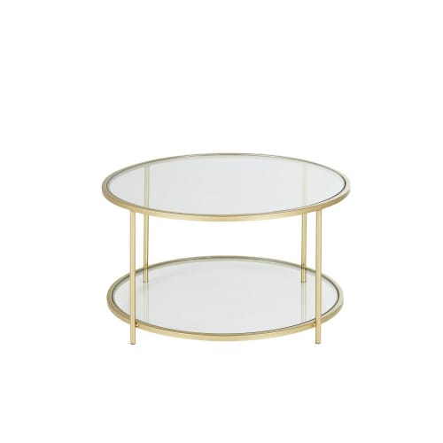 Side table in gold metal and glass