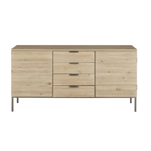 Möbel Sideboards | Sideboard mit 2 Türen und 4 Schubladen, geweißt - EU69830