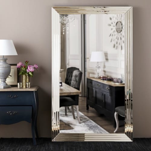 Silberfarbener, facettierter Spiegel 200x120