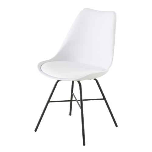 Silla blanca con patas de metal negro | Maisons du Monde Silla blanca con patas de metal negro | Maisons du Monde