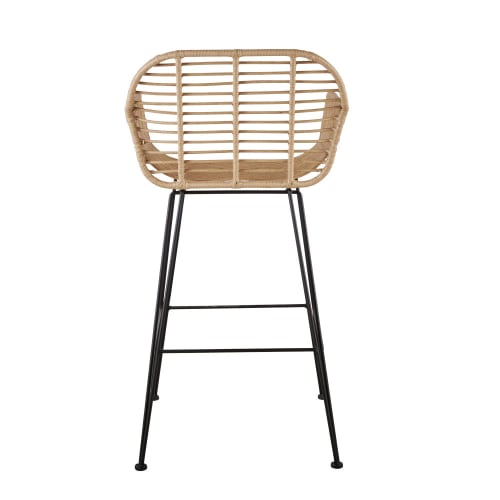 Silla de bar para jardín realizado en resina de imitación a mimbre y