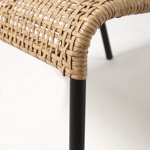 Silla de jardín de resina con efecto mimbre y metal negro Botswana