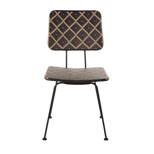 Silla de jardín de resina con motivos decorativos de color negro e