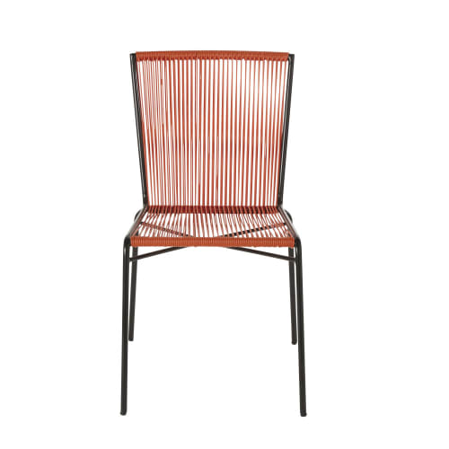 Silla de jardín de resina naranja y metal negro Bogota | Maisons du Monde