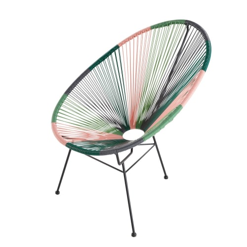 Silla de jardín rendonda verde, gris y rosa | Maisons du Monde Silla de jardín rendonda verde, gris y rosa | Maisons du Monde