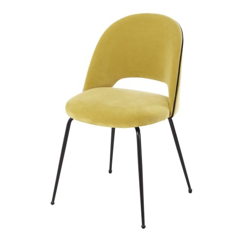 Silla de terciopelo amarillo y metal negro Isys Maisons du Monde