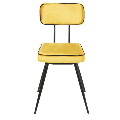 Silla de terciopelo amarillo y metal negro Clapper Maisons du Monde