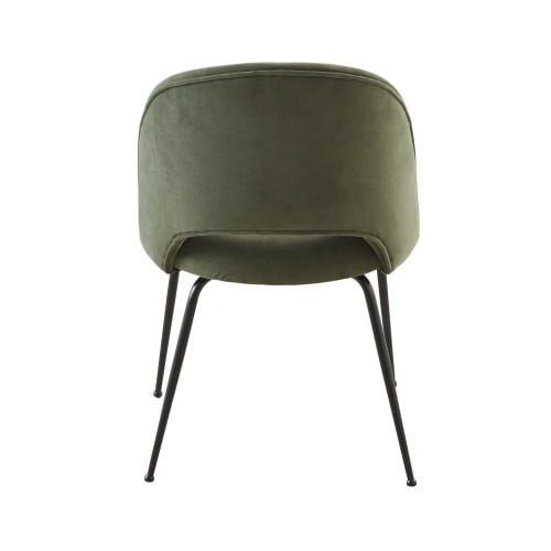 Silla de terciopelo verde caqui y metal negro Isys | Maisons du Monde