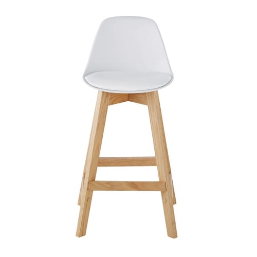 Silla para isla central de estilo escandinavo de color blanco y roble