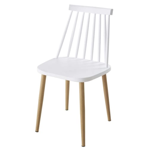 Sillas de jardín profesionales color blanco y metal imitación roble (x2