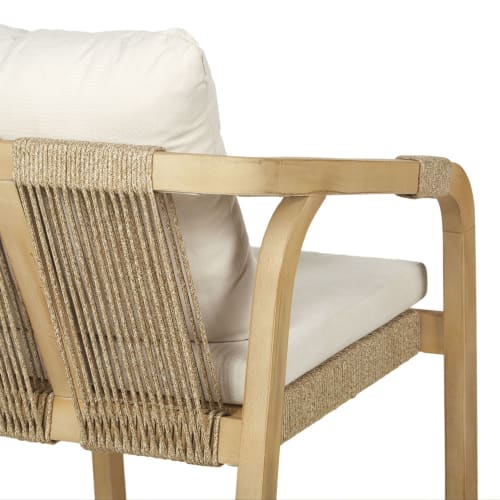 Sillón profesional de cuerda crudo y acacia maciza efecto teca blanca