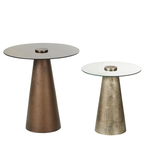 Silver And Bronze Metal Gl Side Tables X2 Ludwig Bronze Metal And Gl Side Tables