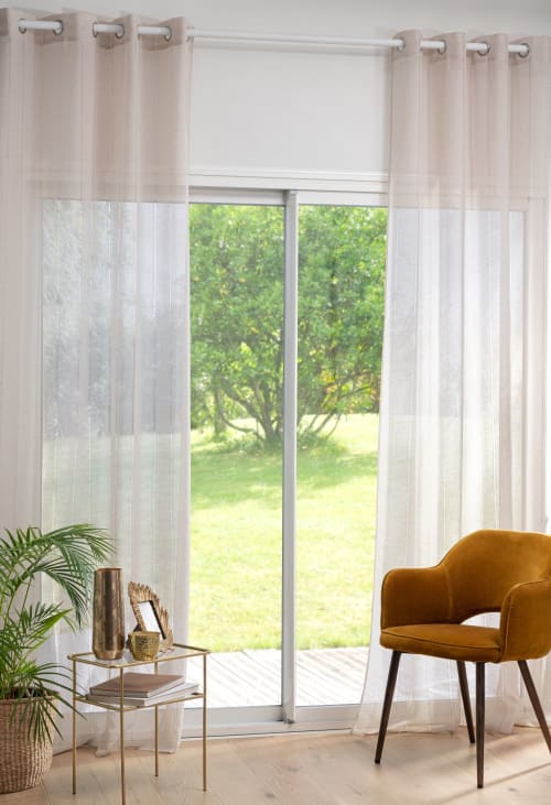 Single Beige Sheer Curtain Eyelet, Beige Sheer Curtain Panels