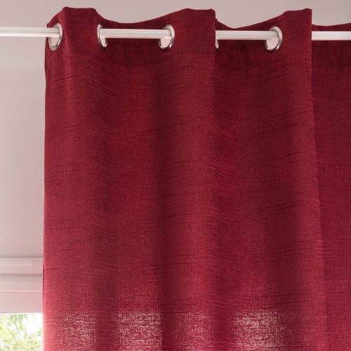 Single Burgundy Eyelet Curtain 140x300 Chenille Maisons Du Monde