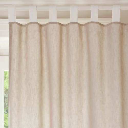 White Linen Tab Top Curtain 105x300, Tab Top Curtain