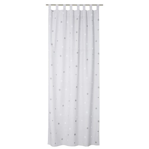 Single Grey Cotton Tab Top Curtain with Star Print 110x250 Dreams