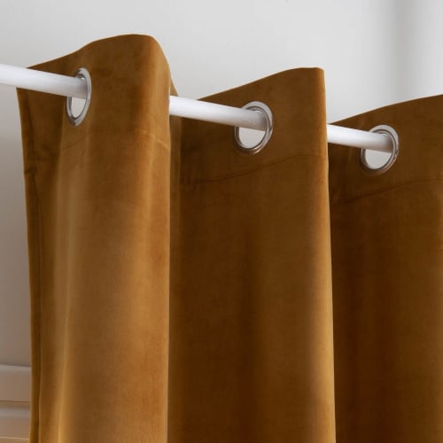 Single Mustard Yellow Velvet Eyelet Curtain 140x250 Maisons du Monde