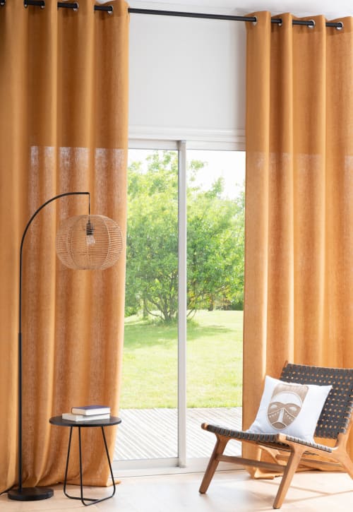Soft furnishings and rugs Curtains & net curtains | Single Ochre Linen Eyelet Curtain 130x300 - GW28962