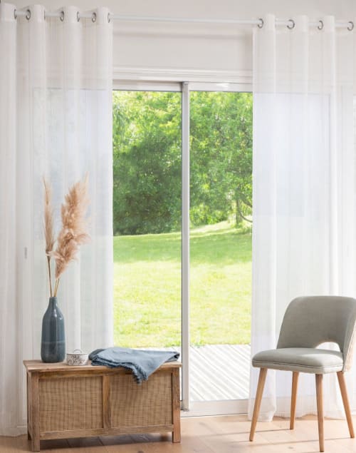 Soft furnishings and rugs Curtains & net curtains | Single sheer eyelet curtain with beige and white stripes 140x250cm - DK12629