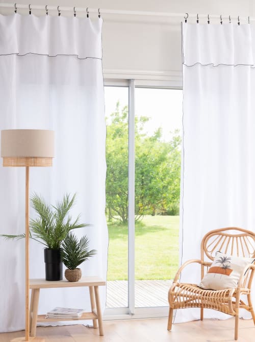 Soft furnishings and rugs Curtains & net curtains | Single washed linen clip-ring curtain in white 130x300cm - ZT82953