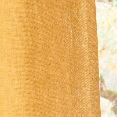 Single Washed Yellow Linen Curtain 130x300 Maisons du Monde