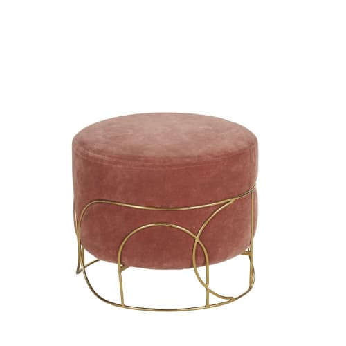 Sofas und sessel Sitzsäcke | Sitzpouf aus roter Baumwolle und goldfarbenem Metall - RX08299