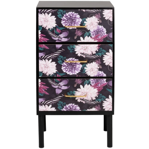 Small 3-drawer unit with multicoloured print