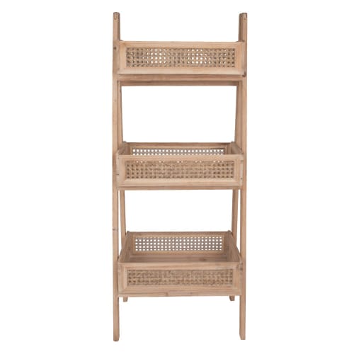 Small Fir Storage Unit With 3 Rattan Wicker Drawers Maisons Du Monde