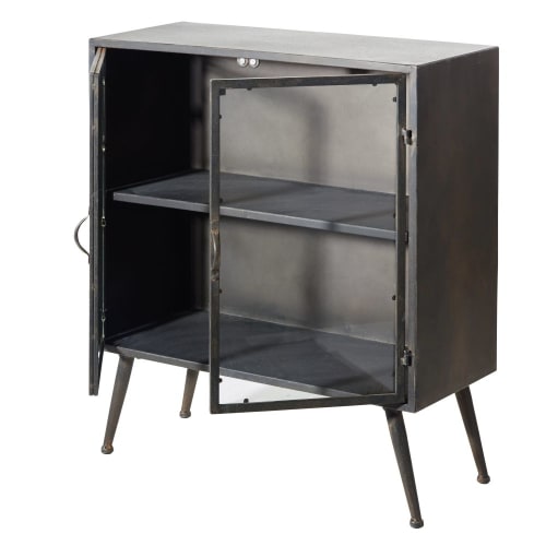 Small Glasetal Storage Unit With, Small Shelving Unit With Doors