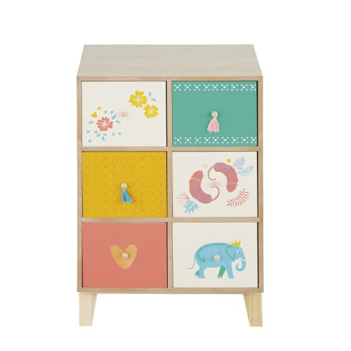 Kids Children's bookcases & shelves | Small storage unit with six multicoloured drawers - EY66603