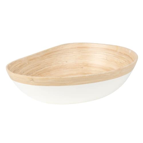 Small White and Natural Bamboo Bowl
