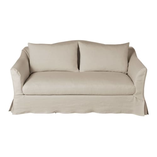 Sofá cama de 2 plazas de lino superior beige, colchón de 10 cm Anaelle | Maisons  du Monde