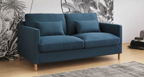 Sofá-cama de 3 lugares azul-petróleo, colchão 14 cm Julian | Maisons du  Monde