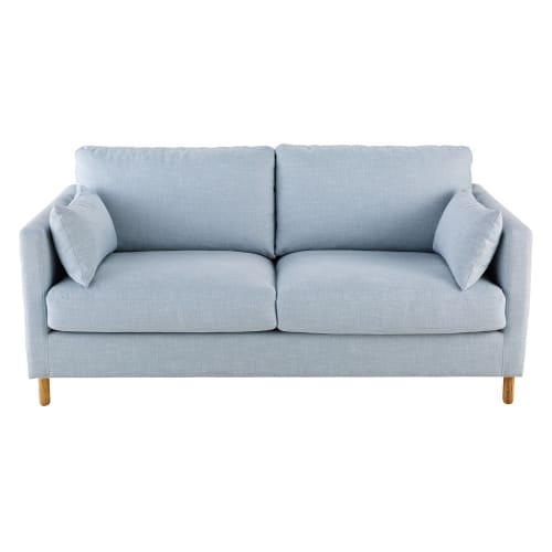 Sofá cama de 3 plazas azul claro, con colchón de 10 cm Julian | Maisons du  Monde