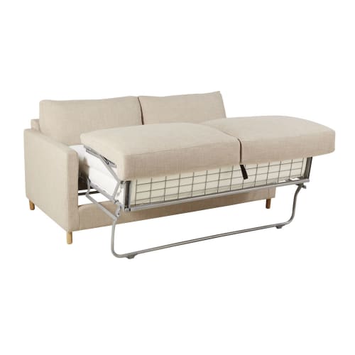 Sofá cama de 3 plazas beige, colchón de 10 cm Julian | Maisons du Monde