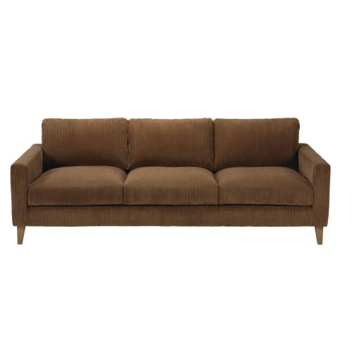 Sofá cama de 4 plazas de pana marrón