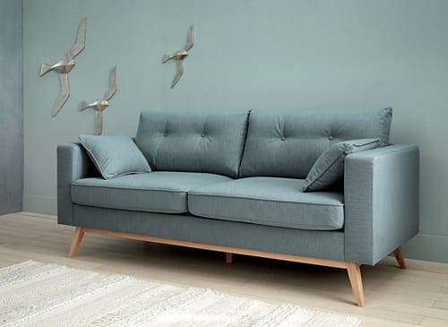 Sofá-cama de estilo escandinavo de 3 plazas azul glaciar Brooke | Maisons  du Monde