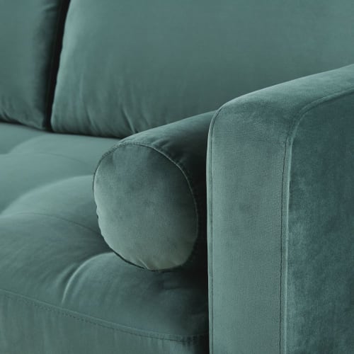 Sofá cama esquinero de 4 plazas de terciopelo verde Olivia | Maisons du  Monde