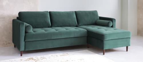 Sofá cama esquinero de 4 plazas de terciopelo verde Olivia | Maisons du  Monde