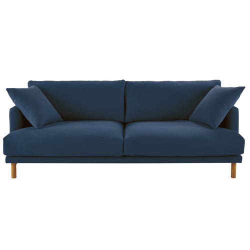 Sofá de 3 plazas de algodón y lino azul marino Raoul | Maisons du Monde