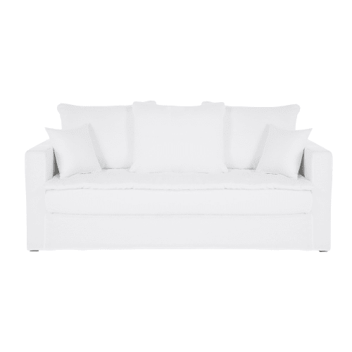 Sofá de 3 plazas de lino lavado blanco Celestin | Maisons du Monde