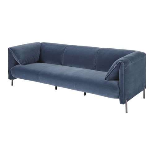 Sofá de 3 plazas de terciopelo azul grisáceo Todd Maisons du Monde