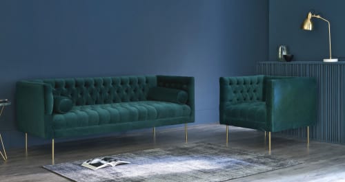 Sofá de 3 plazas de terciopelo verde Liam | Maisons du Monde