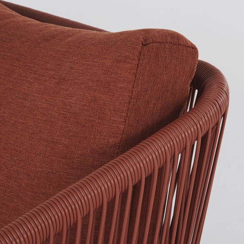 Sofá de jardín de 2 plazas de resina terracota y metal negro Arun