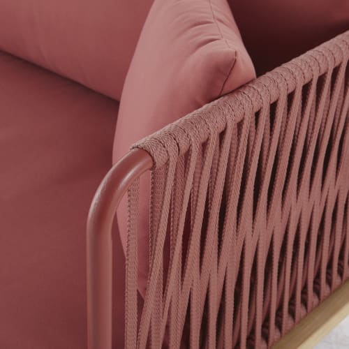 Sofá de jardín de cuerda trenzada terracota y acacia maciza Amalfi