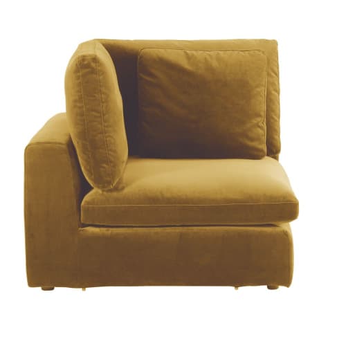 Sofa-Eckelement modulierbar mit gelbem Samtbezug