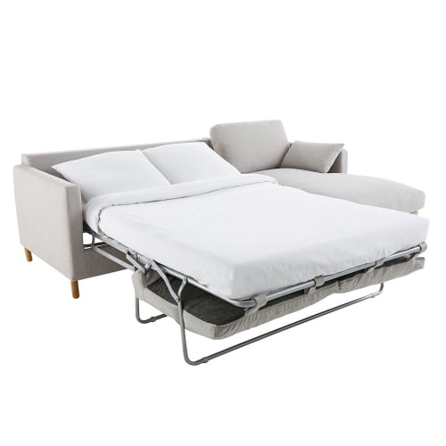Sofá esquinero derecho convertible de 5 plazas gris claro, con colchón de  10 cm Julian | Maisons du Monde