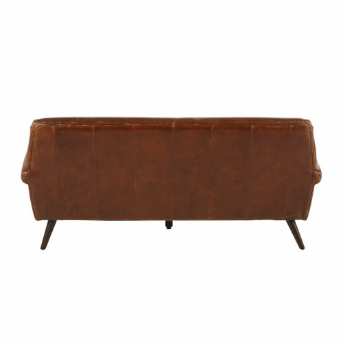 Sofá vintage de 3 plazas de piel marrón Paolo Maisons du Monde