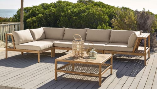 Outdoor collection Outdoor coffee tables | Solid Acacia and Resin Wicker Garden Coffee Table - YB27357